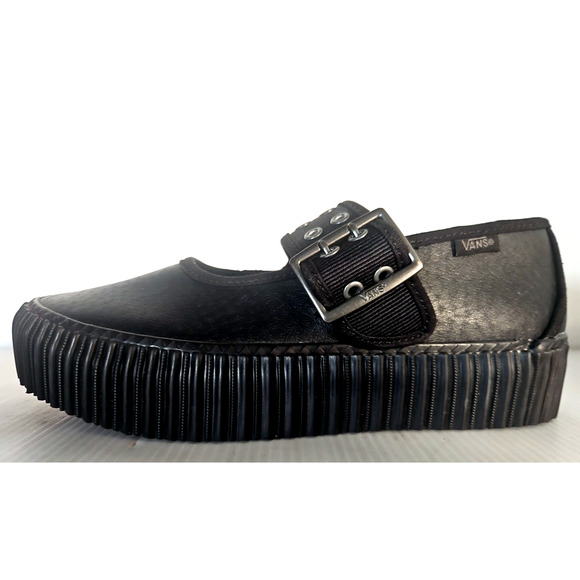 Vans Mary Jane Creeper Shoes Grunge Core Black Leather Size Women's 6.5 Men's 5 - Picture 3 of 8